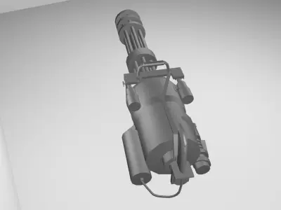 Minigun Low Poly grenade launcher Low-poly 3D model