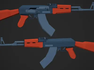Stylized AK-47 Low Poly Mobile Ready Low-poly 3D model