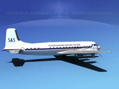 Douglas DC-7B Scandinavian 3D model