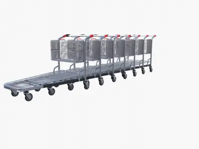 Shopping cart stack v2 Low-poly 3D model