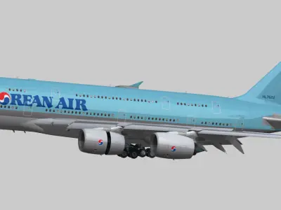 Airbus A380-8 Korean Air livery Low-poly 3D model