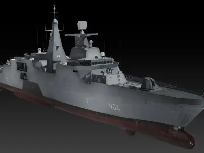 Egyptian navy Al-Aziz class frigate game-ready Low-poly 3D model