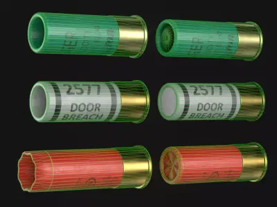 12 Gauge Shotgun Shells - 3 Set - Game asset Free low-poly 3D model