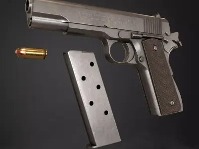 Colt 1911 pistol in 3 types Low-poly 3D model