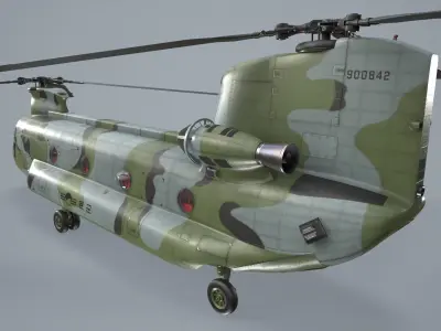 CH-47 Chinook Korean Army Complex Animation Low-poly 3D model