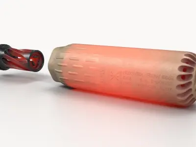 HUXWRX Flow 556K Suppressor and QD Flash Hider Low-poly 3D model