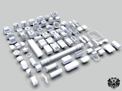 Sci-fi Hard Surface Kitbash 3D model