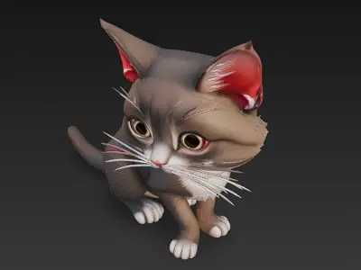 Cat Realistic 3D Model Basic - Low Poly Realistic Low-poly 3D model