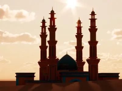 Mosque and Desert terrain version 1 3D model