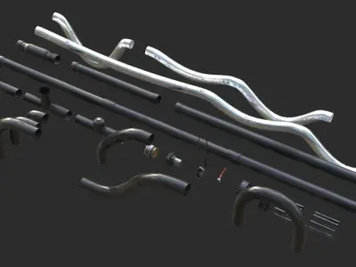 Modular Pipes - PVC Low-poly 3D model