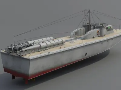 Higgins 81 ft PT-6 Motor Torpedo Boat Low-poly 3D model