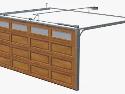 Mechanic Garage Door Wooden Rigged for Cinema 4D 3D model
