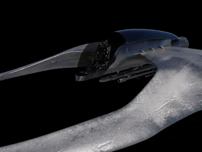 Spaceship 3D model Low poly futuristic aircraft Low-poly 3D model