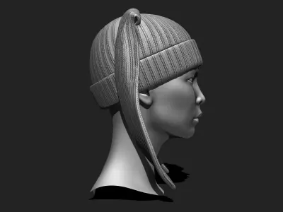 Rabbit Beanie Hat Cap - COMMERCIAL USE - WOLVES STUDIO Low-poly 3D model
