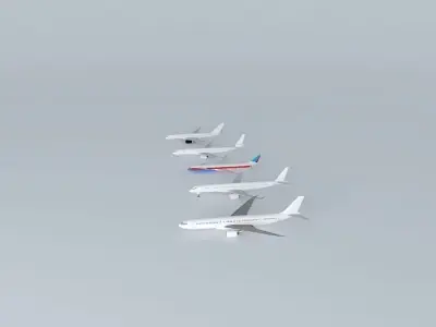Four commercial aircraft's  Free 3D model