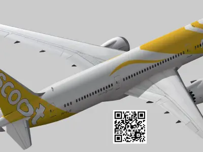 Boeing 787-9 FlyScoot livery Low-poly 3D model