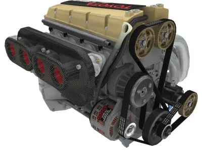 Toyota TRD 4AGE Formula Atlantic engine Low-poly 3D model