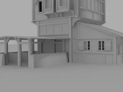 Medieval Big House Low-poly 3D model