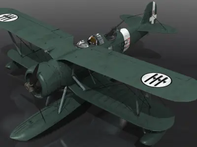 RO43 on board VITTORIO VENETO Low-poly 3D model