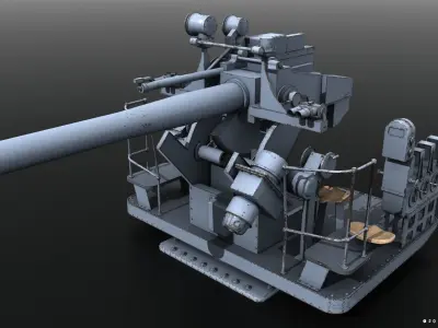 5-inch 25-caliber Mark 10 anti-aircraft gun Low-poly 3D model