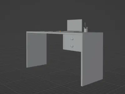 Realistic Low Poly Office Desk Scene with laptop Free low-poly 3D model