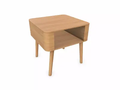 Simple Wooden End Table Low-poly PBR Free low-poly 3D model
