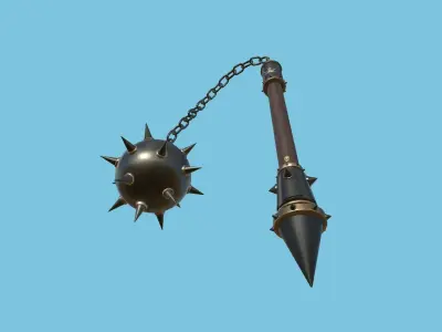 Medieval Flail 04 Black Dark - Character Fantasy Weaponry Low-poly 3D model