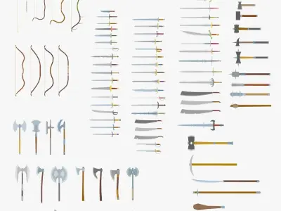 LowPoly Medieval Weapons Pack Low-poly 3D model purchase