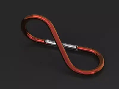 Carabiner with a twist prop for 3d rendering 3D model