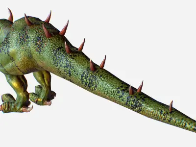 Green Lizard Dragon Animal Game MMO RPG Character Low-poly 3D model