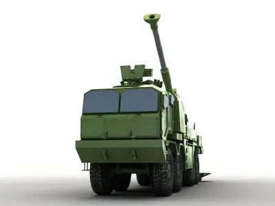 Modern Truck-mounted Cannon Howitzer 3D model