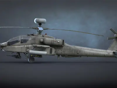 AH-64 Apache Low-poly 3D model