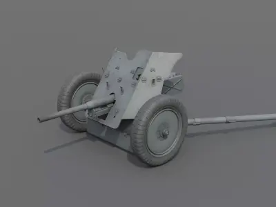 37mm Pak 36 Anti Tank Gun Low-poly 3D model