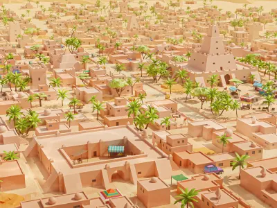 Desert City Sands Low-poly 3D model