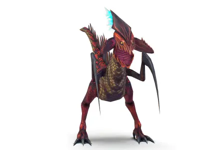 ow Poly Monster Red Alien Dino Low-poly 3D model