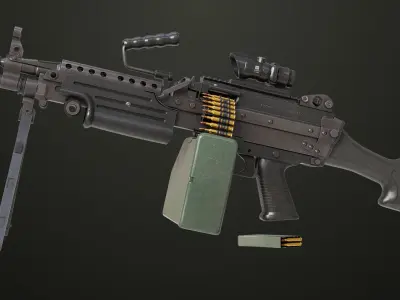 Machine Gun 12 All PBR Unity UE Textures Low-poly 3D model