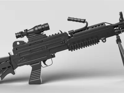 Gun 3d model assault rifle with scope 3D model