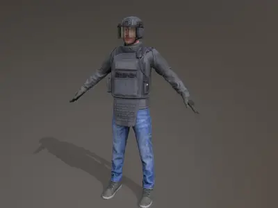 Modular Urban Soldier Low-poly 3D model