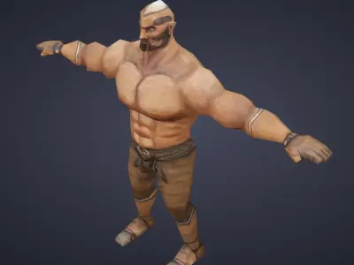 Super lowpoly hand painted Fantasy Warrior Low-poly 3D model