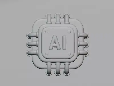 Cartoon Artificial Intelligence AI Chip Low-poly 3D model