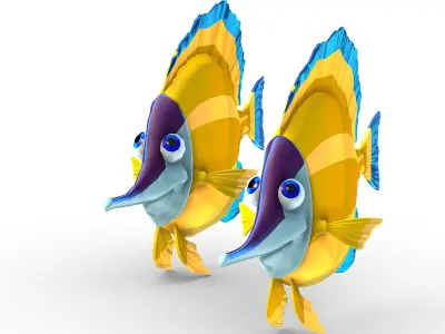 Hi-Poly Subdivision 3D Model Fish Low-poly 3D model