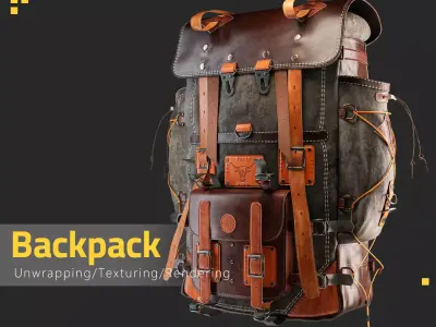 Leather Backpack Low-poly 3D model
