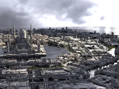 Star Wars Coruscant inspired City Senators buildings 3D model 3D model