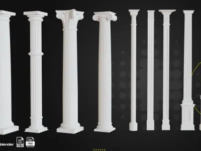 66 Columns Rome Greece and Persia Low-poly 3D model