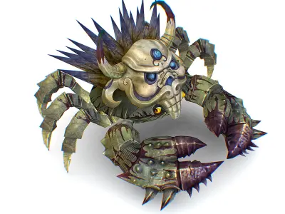 Gray Giant Crab Shell Crayfish Arthropods Sea Animal Low-poly 3D model