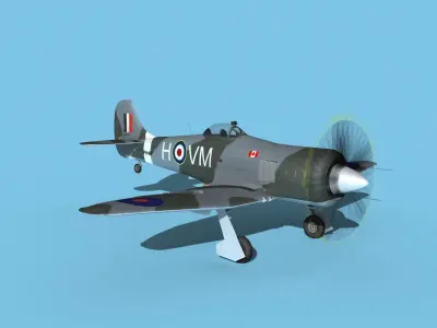 Hawker Tempest MKII RAF CAN 3D model