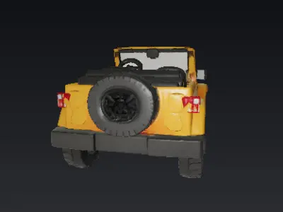 Bright Yellow Toy Jeep Wrangler 3D Model Low-poly 3D model