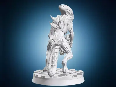 Alien Xenomorph Holding Weapon Miniature 3D print model