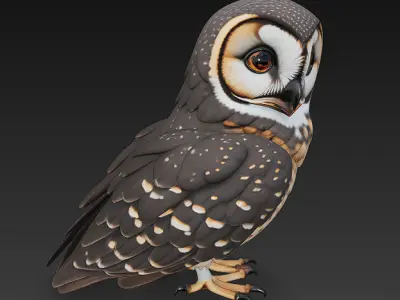 Owl Wild Realistic 3D Model - Low Poly Realistic Low-poly 3D model