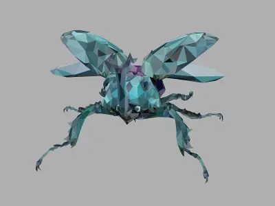Chafer Firefly Beetle Low Polygon Art Insect Low-poly 3D model